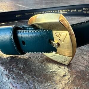 Vintage Liz Claiborne Gold Buckle Size S Fullgrain Semi Aniline Leather